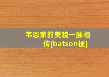 韦恩家的美貌一脉相传[batson梗]